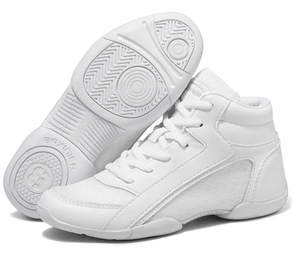 BAXINIER Meninas Cano Alto Branco Sapatos de Líder de Torcida Leves Jovens Mulheres Tênis de Dança de Torcida