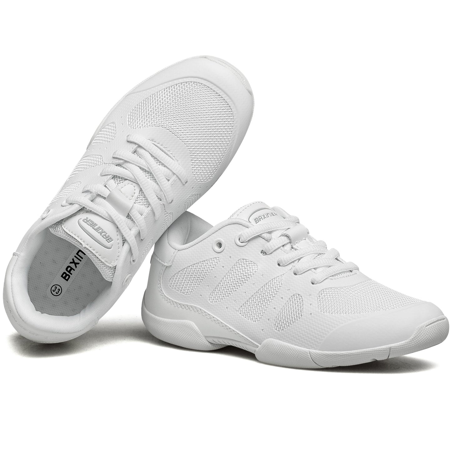 BAXINIER Girls Cheer Shoes Sapatos de dança de torcida brancos Tênis de competição para jovens