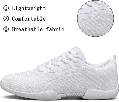 BAXINIER White Cheer Shoes for Girls Youth Cheerleading Shoes Breathable Tumbling Gymnastics Competition Tennis Dancing Sneakers