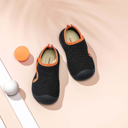 BAXINIER Toddler Tennis Shoes Boys Girls Lightweight Breathable Barefoot Shoes Wide Kids Slip On Sneakers