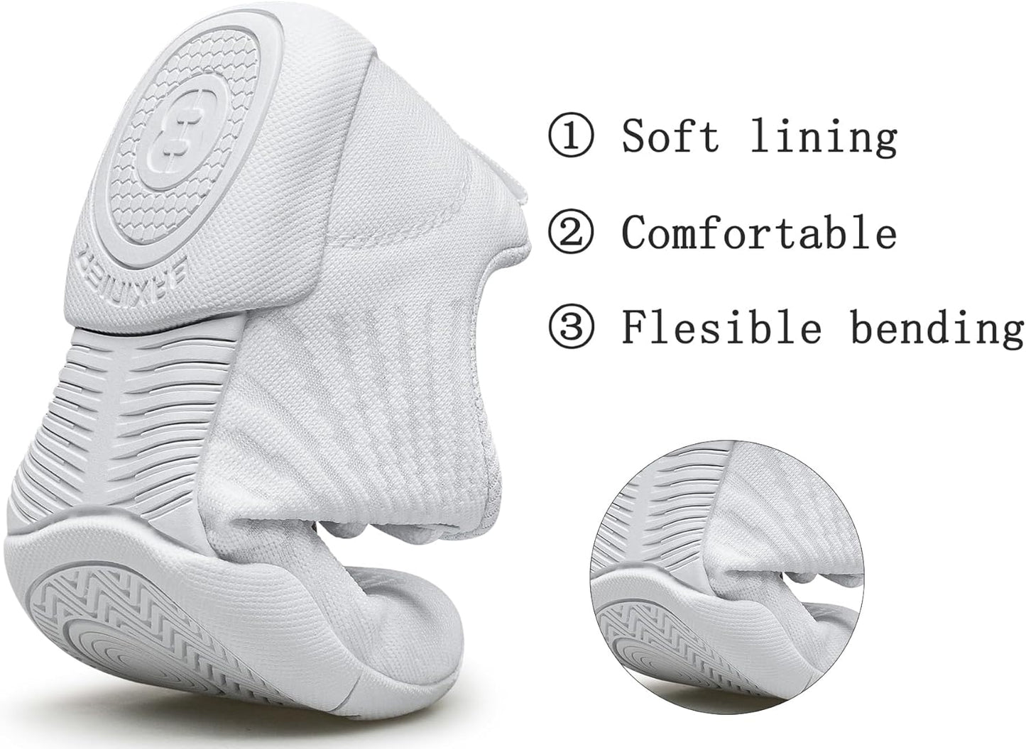 BAXINIER Girls White Cheerleading Shoes Youth Competition Cheer Sneakers Lightweight Athletic Training Dance Tennis Walking Shoes