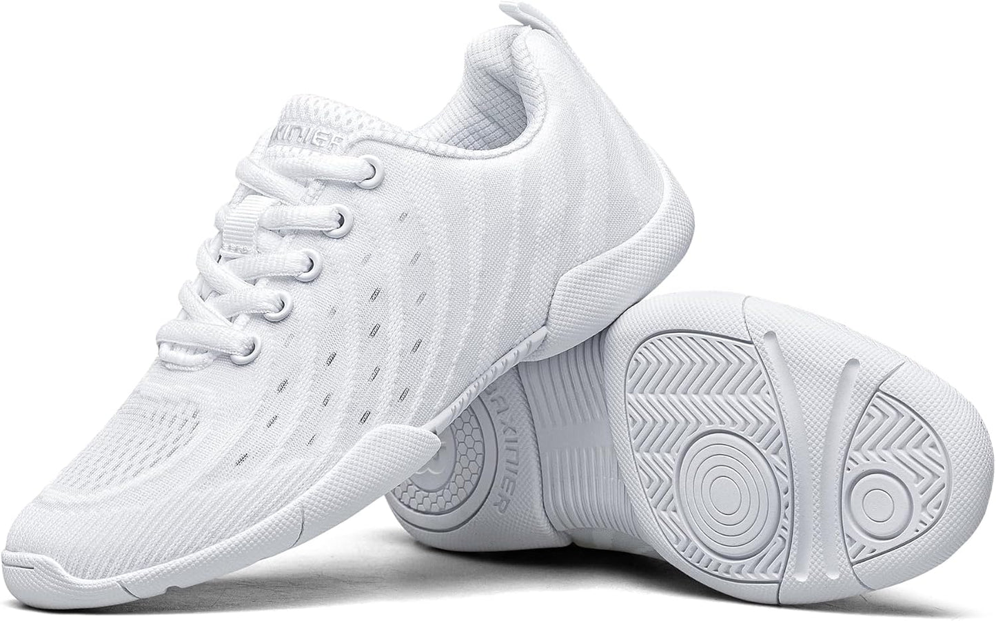 BAXNIER Girls White Cheer Shoes Breathable Kids Cheer Competition Sneakers Athletic Training Tennis Shoes