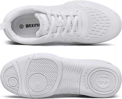 Girls White Cheerleading Shoes Breathable Youth Cheer Sneakers Cheerleader Competition Athletic Training Dance Tennis Shoes