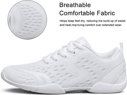 Girls White Cheerleading Shoes Breathable Youth Cheer Sneakers Cheerleader Competition Athletic Training Dance Tennis Shoes
