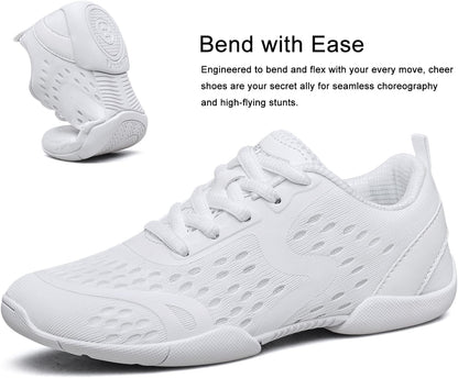 Girls White Cheerleading Shoes Breathable Youth Cheer Sneakers Cheerleader Competition Athletic Training Dance Tennis Shoes