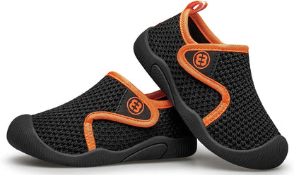 BAXINIER Toddler Tennis Shoes Boys Girls Lightweight Breathable Barefoot Shoes Wide Kids Slip On Sneakers