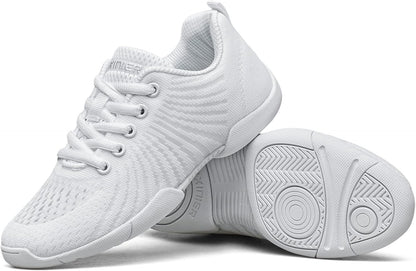 BAXINIER Girls White Cheerleading Shoes Youth Competition Cheer Sneakers Lightweight Athletic Training Dance Tennis Walking Shoes