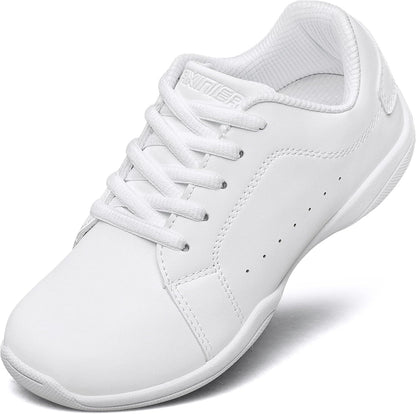 BAXINIER White Cheer Shoes for Girls Wide Toe Box Lightweight Youth Cheer Competition Shoes Athletic Gymnastics Training Dance Sneakers