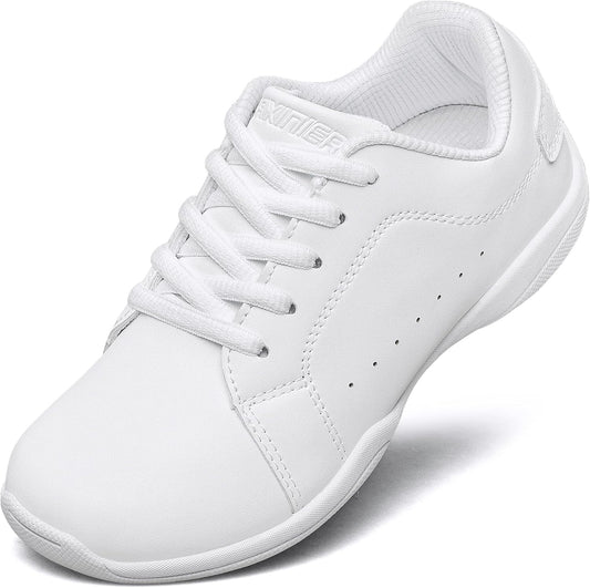 BAXINIER White Cheer Shoes for Girls Wide Toe Box Lightweight Youth Cheer Competition Shoes Athletic Gymnastics Training Dance Sneakers