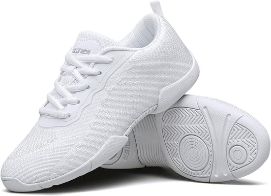 BAXINIER White Cheer Shoes for Girls Youth Cheerleading Shoes Breathable Tumbling Gymnastics Competition Tennis Dancing Sneakers