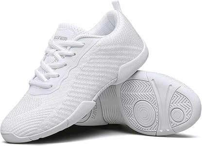 BAXINIER White Cheer Shoes for Girls Youth Cheerleading Shoes Breathable Tumbling Gymnastics Competition Tennis Dancing Sneakers