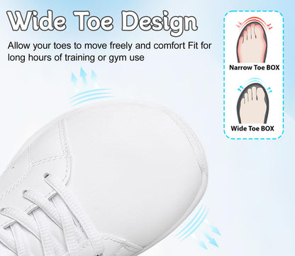 BAXINIER White Cheer Shoes for Girls Wide Toe Box Lightweight Youth Cheer Competition Shoes Athletic Gymnastics Training Dance Sneakers
