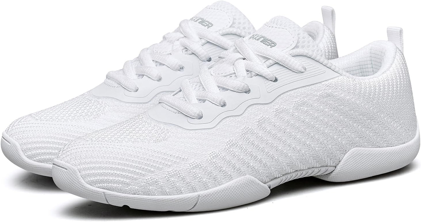 BAXINIER White Cheer Shoes for Girls Youth Cheerleading Shoes Breathable Tumbling Gymnastics Competition Tennis Dancing Sneakers
