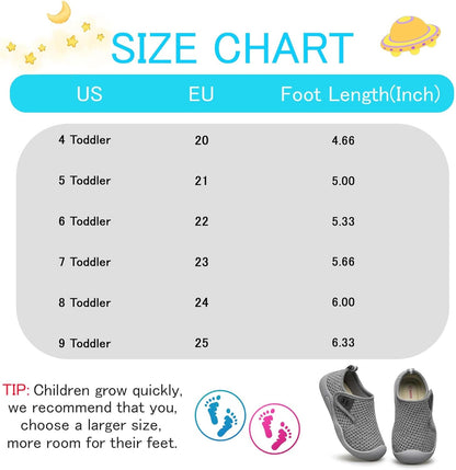BAXINIER Toddler Tennis Shoes Boys Girls Lightweight Breathable Barefoot Shoes Wide Kids Slip On Sneakers