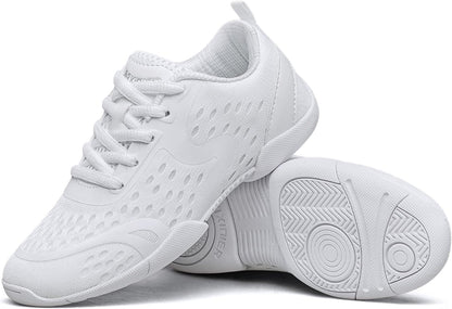 Girls White Cheerleading Shoes Breathable Youth Cheer Sneakers Cheerleader Competition Athletic Training Dance Tennis Shoes