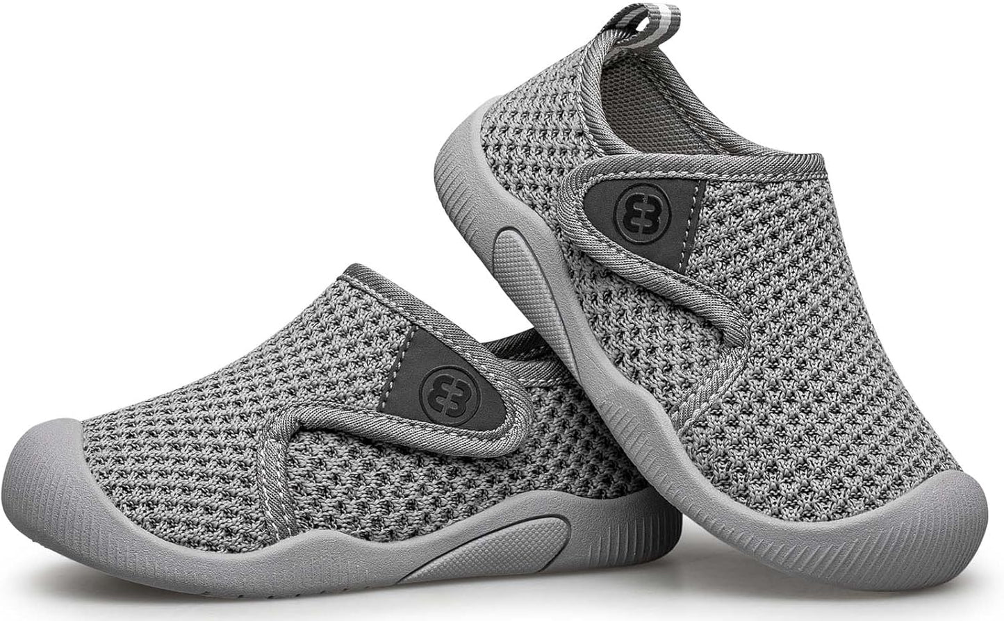 BAXINIER Toddler Tennis Shoes Boys Girls Lightweight Breathable Barefoot Shoes Wide Kids Slip On Sneakers