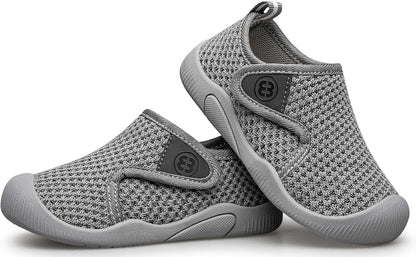 BAXINIER Toddler Tennis Shoes Boys Girls Lightweight Breathable Barefoot Shoes Wide Kids Slip On Sneakers