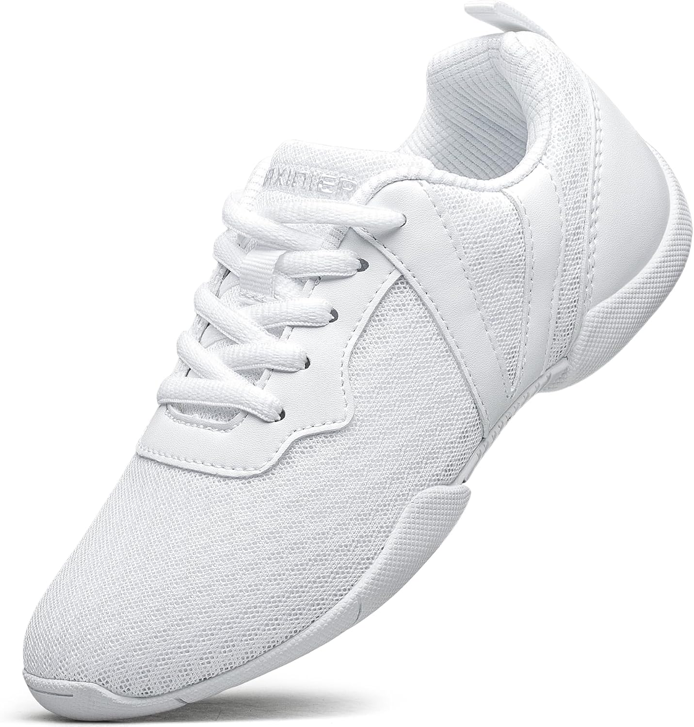 BAXINEIR Girls Cheer Shoes White Cheerleading Breathable Sneakers Kids Cheerleader Athletic Training Tennis Walking Shoes