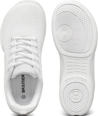 BAXINIER Girls Wide Cheer Shoes Toddler White Cheerleading Shoes Lightweight Youth Competition Training Dance Tennis Sneakers