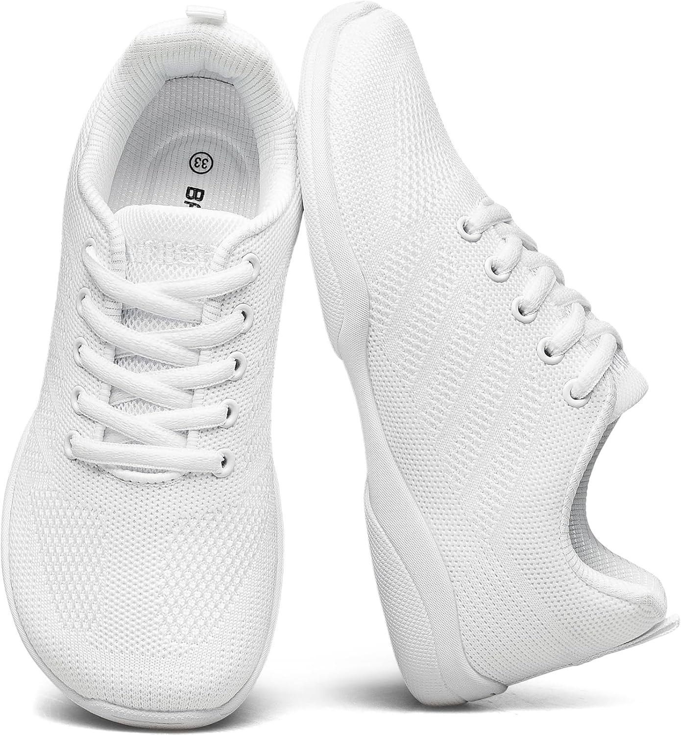 BAXINIER Girls Wide Cheer Shoes Toddler White Cheerleading Shoes Lightweight Youth Competition Training Dance Tennis Sneakers