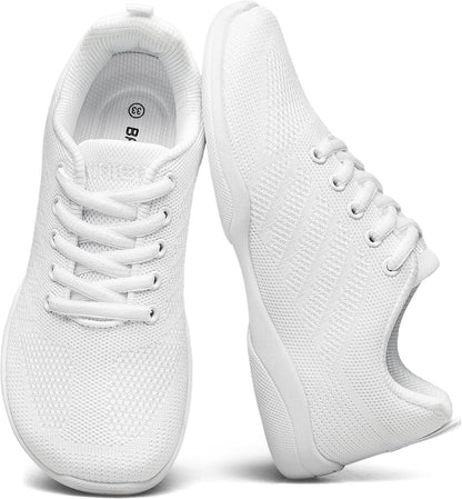 BAXINIER Girls Wide Cheer Shoes Toddler White Cheerleading Shoes Lightweight Youth Competition Training Dance Tennis Sneakers