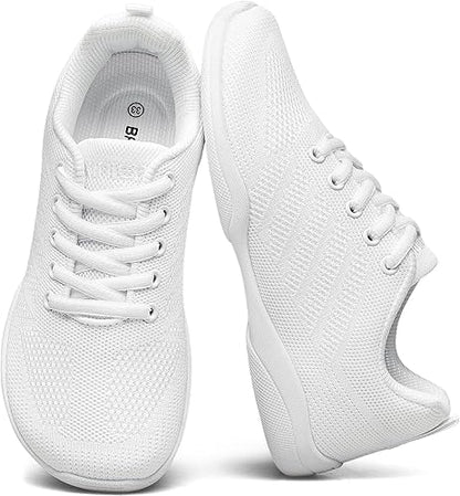 BAXINIER Girls Wide Cheer Shoes Toddler White Cheerleading Shoes Lightweight Youth Competition Training Dance Tennis Sneakers