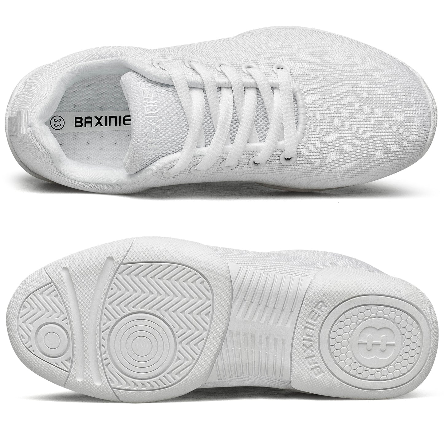 BAXINIER Meninas Sapatos de Torcida Brancos Sapatos de Dança de Torcida Leves Tênis de Competição Juvenil Treinamento Atlético Tênis Sapatos de Caminhada