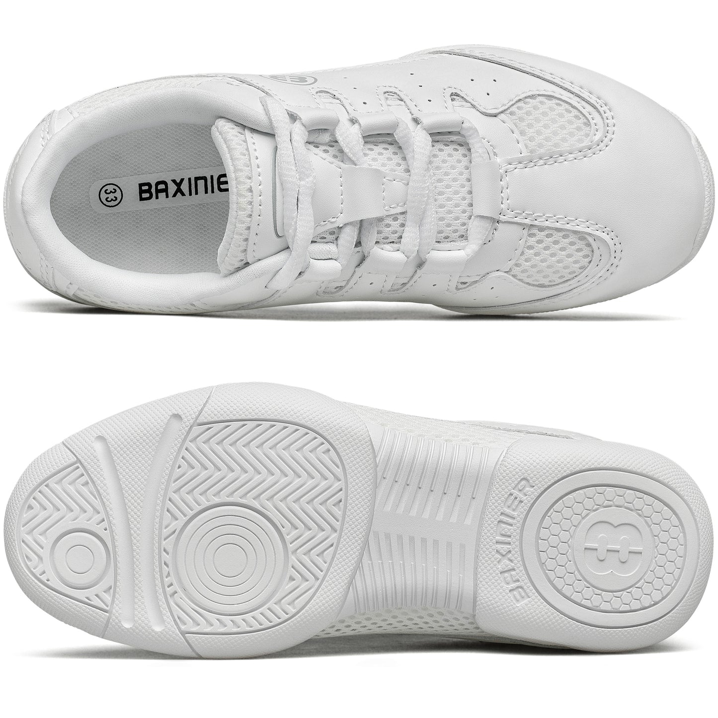BAXINIER Meninas Branco Cheerleading Shoes Juventude Leve Competição Cheer Sneakers Crianças Respirável Sapatos de Dança