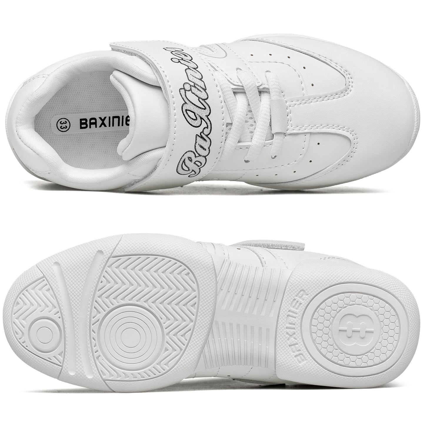 BAXINIER Meninas Branco Cheerleading Shoes Leve Juventude Competição Cheer Sneakers Crianças Treinamento Dança Tênis Esporte Sapatos