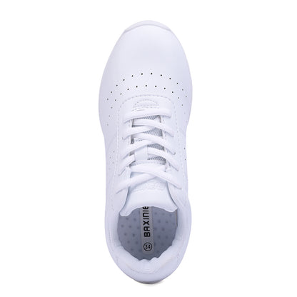 BAXINIER Youth Girls Branco Cheerleading Dança Sapatos Caminhada Respirável Competição Cheer Sneakers
