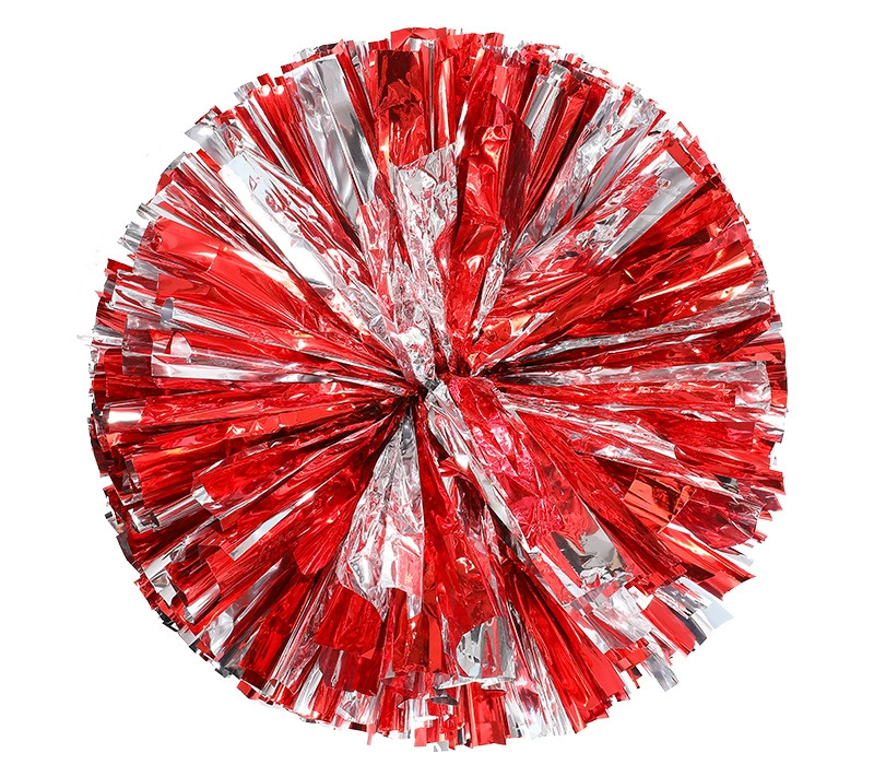 BAXINIER Anel alça colorida e duas cores metal cheerleading pompom metálico sólido 11 polegadas
