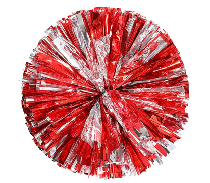 BAXINIER Anel alça colorida e duas cores metal cheerleading pompom metálico sólido 11 polegadas