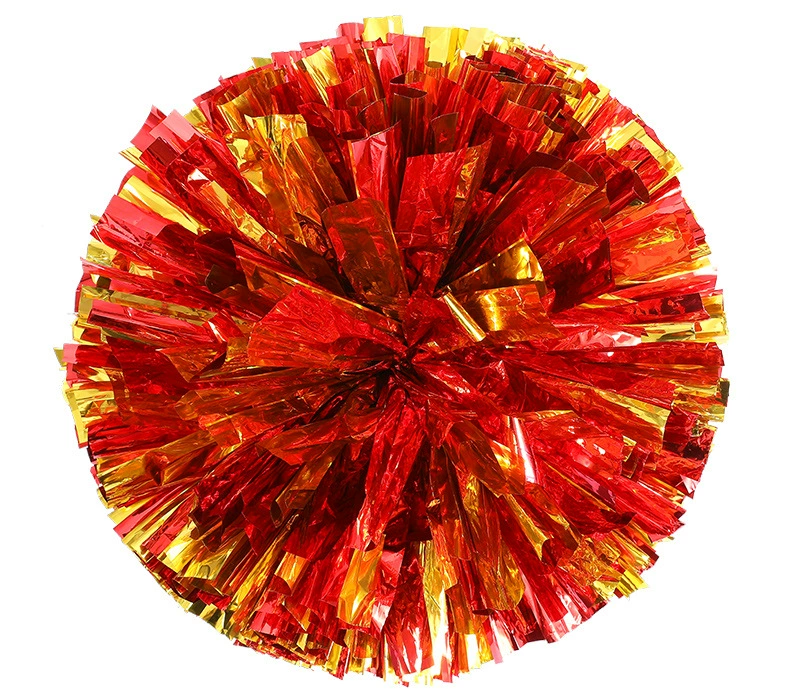 BAXINIER Anel alça colorida e duas cores metal cheerleading pompom metálico sólido 11 polegadas