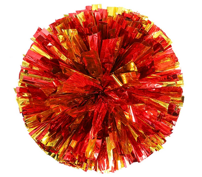 BAXINIER Anel alça colorida e duas cores metal cheerleading pompom metálico sólido 11 polegadas