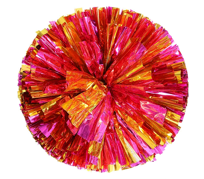 BAXINIER Anel alça colorida e duas cores metal cheerleading pompom metálico sólido 11 polegadas