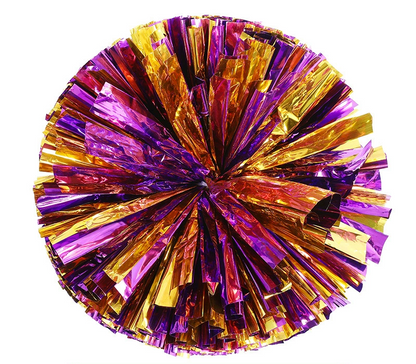 BAXINIER Anel alça colorida e duas cores metal cheerleading pompom metálico sólido 11 polegadas