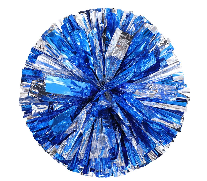 BAXINIER Anel alça colorida e duas cores metal cheerleading pompom metálico sólido 11 polegadas