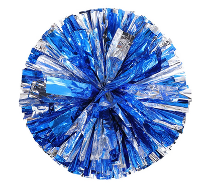 BAXINIER Anel alça colorida e duas cores metal cheerleading pompom metálico sólido 11 polegadas