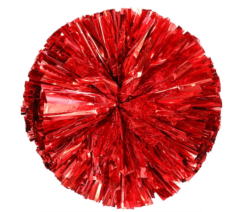 BAXINIER Anel alça colorida e duas cores metal cheerleading pompom metálico sólido 11 polegadas