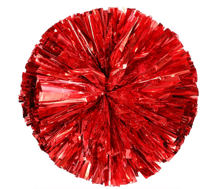 BAXINIER Anel alça colorida e duas cores metal cheerleading pompom metálico sólido 11 polegadas