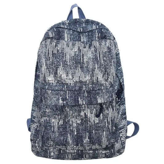 BAXINIER Sequin Backpack Large Capacity Schoolbag Travel Bag