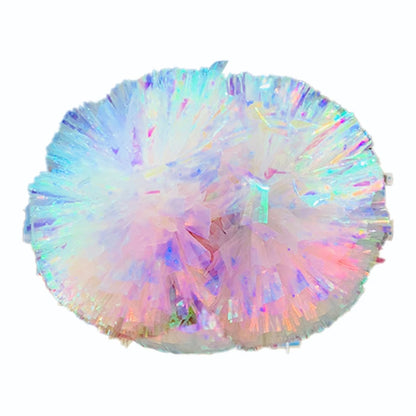BAXINIER Flower Ball Cheerleader Pom Poms（6pair） Flower Ball Handle Rainbow Colorful Refueling Props
