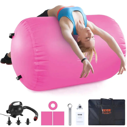 BAXINIER Inflatable Round Air Tumble Track with Pump Gymnastics Roller