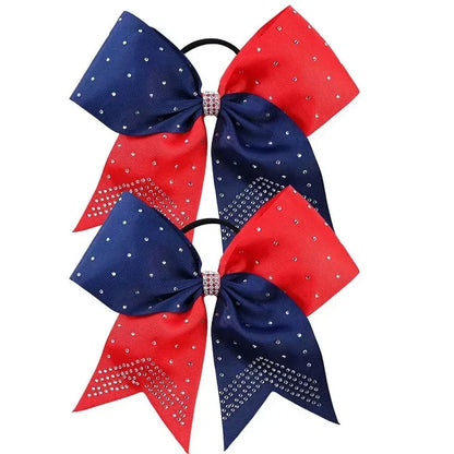 BAXINIER 12Pcs/set New 8" Cheer Bow For Women Girls Grosgrain Ribbon Hair Rope Hair Ties Elastic Rubber Band Girl Pigtail Holder