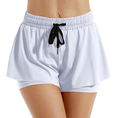 BAXINIER Cheerleading Sports Short Skirt 2 In 1 Yoga Shorts Side Fork Fitness Running Tennis Badminton Anti Exposure Skirt Gym Sportswear