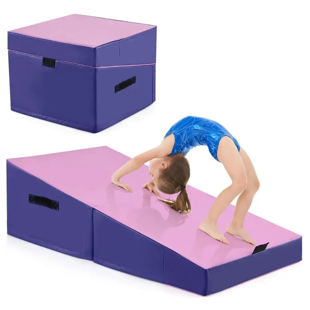 BAXINIER Portable Wedge Gymnastics Mat Foldable Design High-Density EPE Foam for Home Gym Yoga Stretching Kindergarten Safe Jumping Box