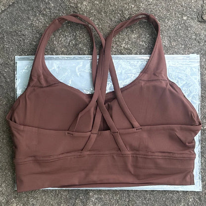 BAXINIER Solid Color Women Cross Back  Bra Fitness Underwear Soft Fitness Sport Bra Top Gym Yoga Athletic Workout With Chest Pad
