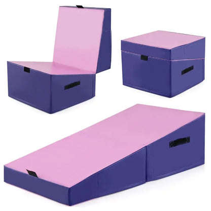 BAXINIER Portable Wedge Gymnastics Mat Foldable Design High-Density EPE Foam for Home Gym Yoga Stretching Kindergarten Safe Jumping Box