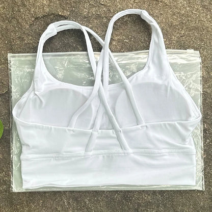 BAXINIER Solid Color Women Cross Back  Bra Fitness Underwear Soft Fitness Sport Bra Top Gym Yoga Athletic Workout With Chest Pad