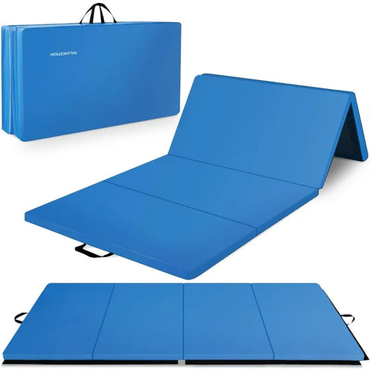 BAXINIER BalanceFrom Folding Gymnastics Mat, Home Gym Floor Tumbling Equipment, 4' x 10' x 2",blue